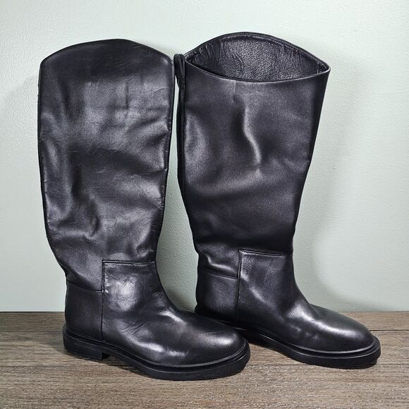 Steve Madden Women's Leather Gaige Riding Boots Black Size 9 - Picture 2 of 9